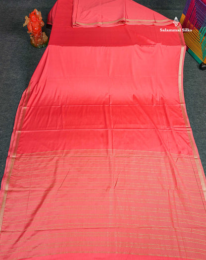 Semi Mysore Silk Saree - Pink Colour Body Plain With Small Border 
