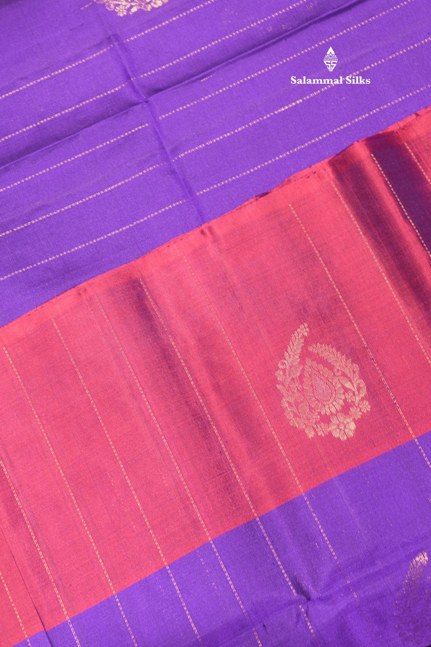 Violet Colour Pure Kanjivaram Soft Silk Saree With Magenta Border