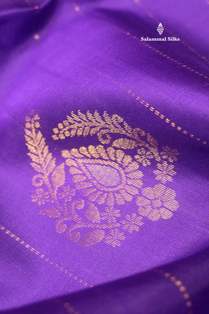 Violet Colour Pure Kanjivaram Soft Silk Saree With Magenta Border