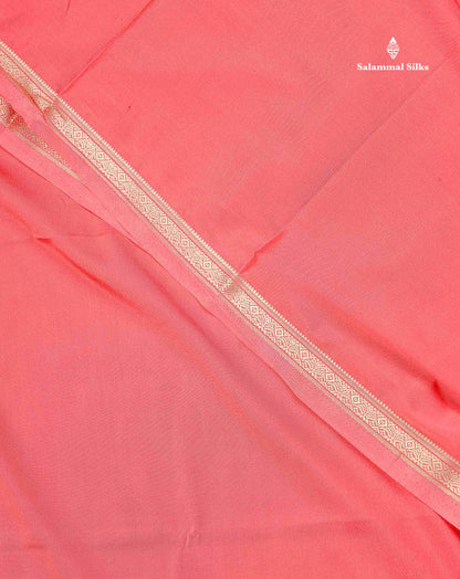 Semi Mysore Silk Saree - Pink Colour Body Plain With Small Border
