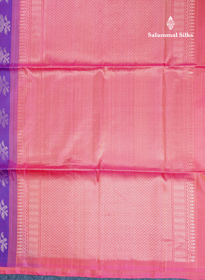 Beautiful Violet Pure Kanjivaram Soft Silk Saree Without Border