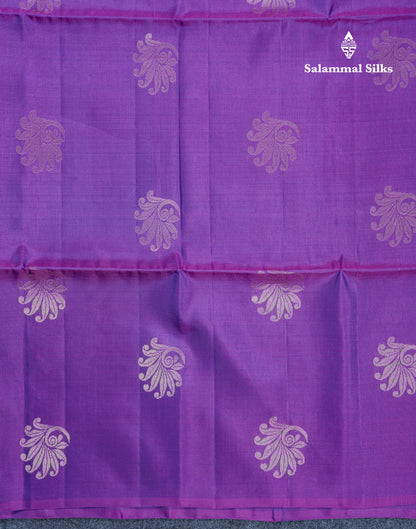 Beautiful Violet Pure Kanjivaram Soft Silk Saree Without Border