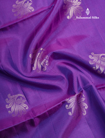 Beautiful Violet Pure Kanjivaram Soft Silk Saree Without Border