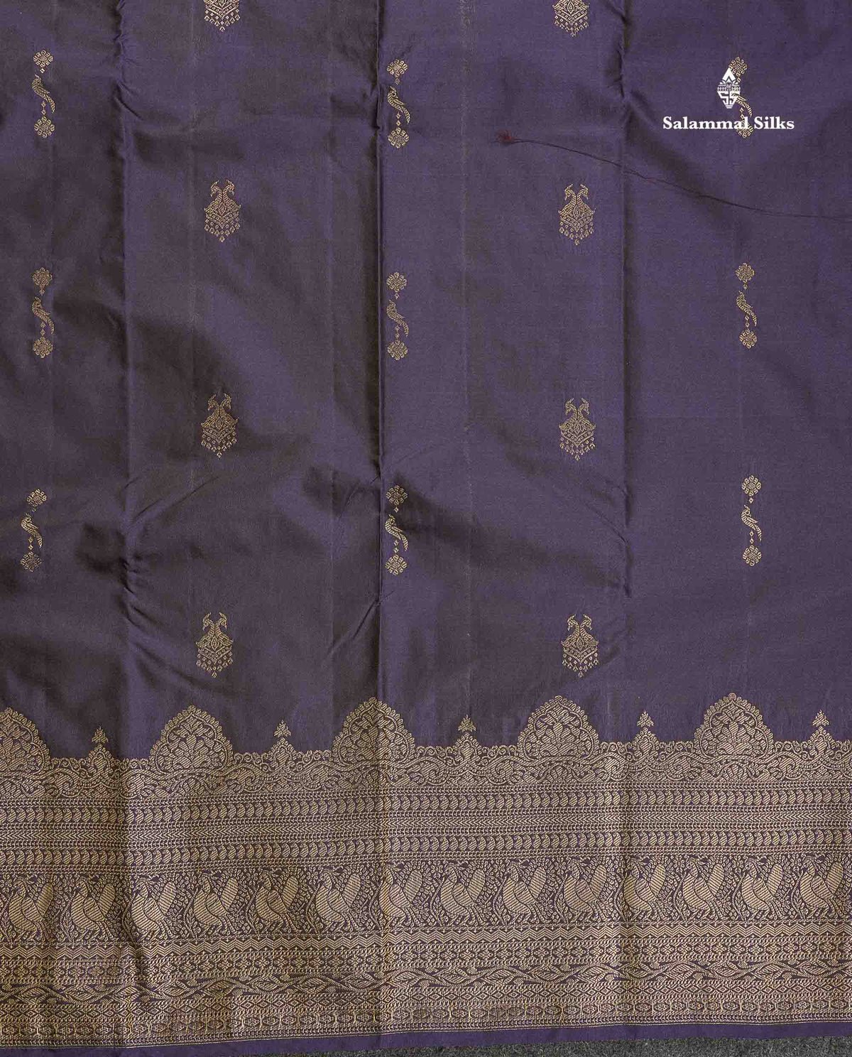 Semi Silk Saree - Dual Tone Navy Blue Colour Body Zari Butta With Traditional Turning Border