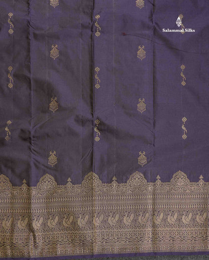 Semi Silk Saree - Dual Tone Navy Blue Colour Body Zari Butta With Traditional Turning Border