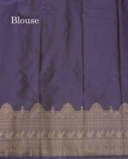 Semi Silk Saree - Dual Tone Navy Blue Colour Body Zari Butta With Traditional Turning Border