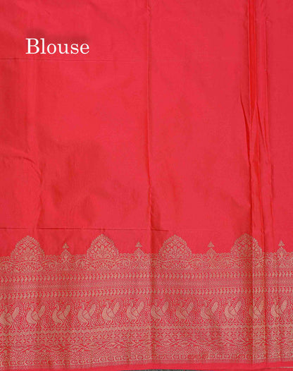 Semi Silk Saree - Dual Tone Navy Blue Colour Body Zari Butta With Traditional Turning Border