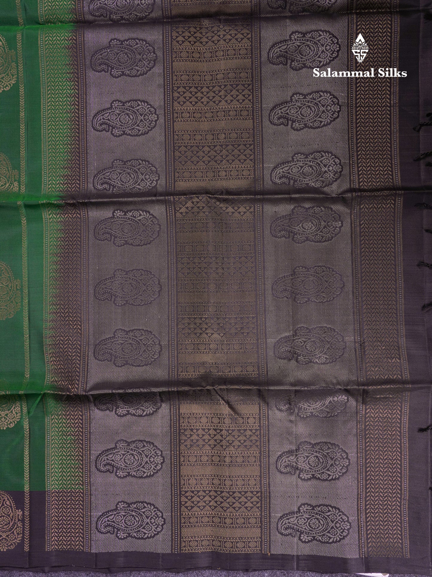 Beautiful Bottle Green PureMix Kanjivaram Soft Silk Saree With Contrast Black Fancy Border