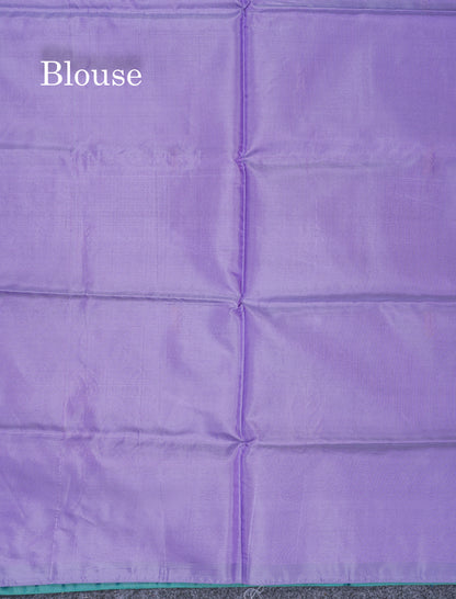 Ice Blue Thread work Buttas Banana Pinth Saree (Vaazhainaar Pattu) With Contrast Lavender Blouse