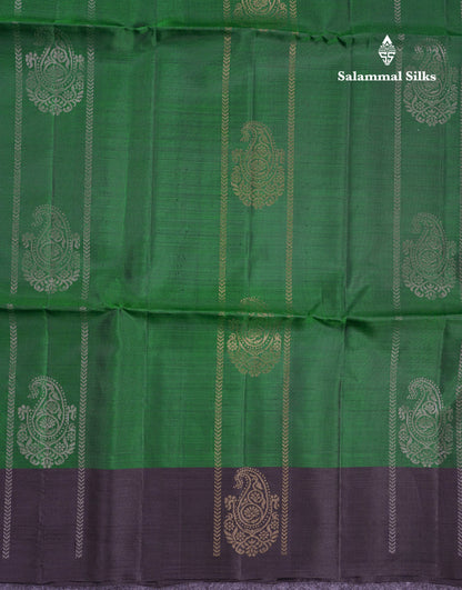 Beautiful Bottle Green PureMix Kanjivaram Soft Silk Saree With Contrast Black Fancy Border