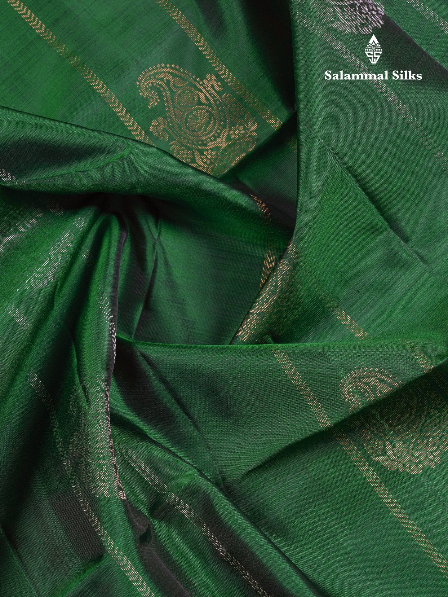 Beautiful Bottle Green PureMix Kanjivaram Soft Silk Saree With Contrast Black Fancy Border