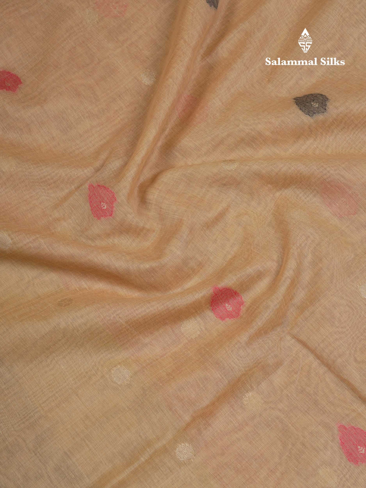 Beautiful Sapphire Green Menakari Work Butta Muga Cotton Saree With Contrast Navy Blue Blouse