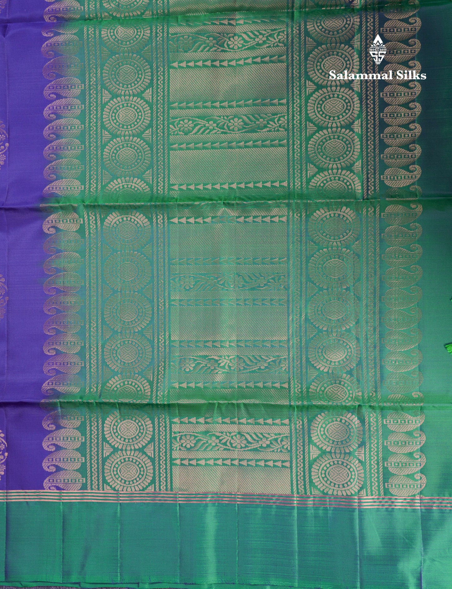 Beautiful Navy Blue Pure Mix Kanjivaram Soft Silk Saree With Contrast Dual Tone Peacock Green Fancy Border
