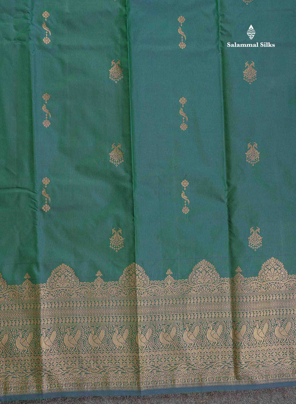 Semi Silk Saree - Dual Tone Navy Blue Colour Body Zari Butta With Traditional Turning Border