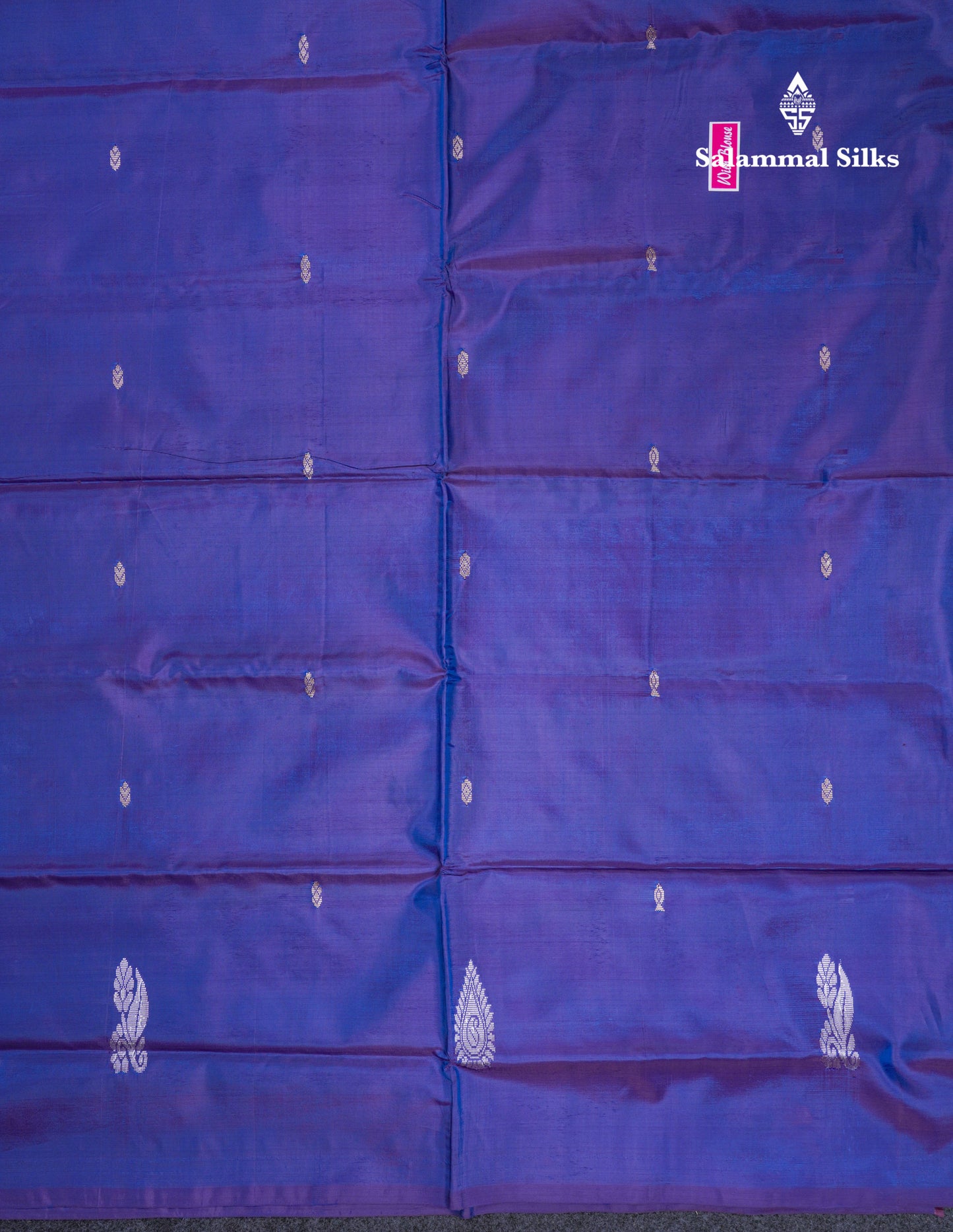 Light Pista Green Thread work Buttas Banana Pinth Saree (Vaazhainaar Pattu) With Contrast Violet Blouse