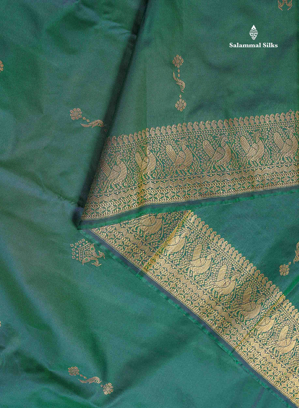 Semi Silk Saree - Dual Tone Navy Blue Colour Body Zari Butta With Traditional Turning Border