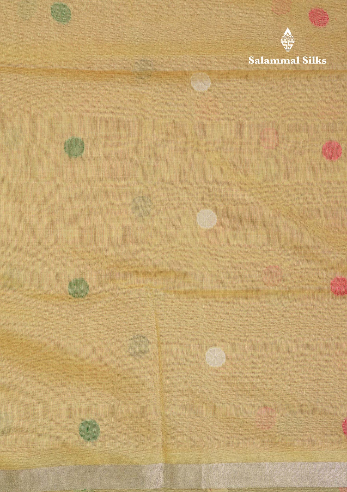 Beautiful Light Yellow Menakari Work Thread Work Butta Muga Cotton Saree With Contrast Red Blouse