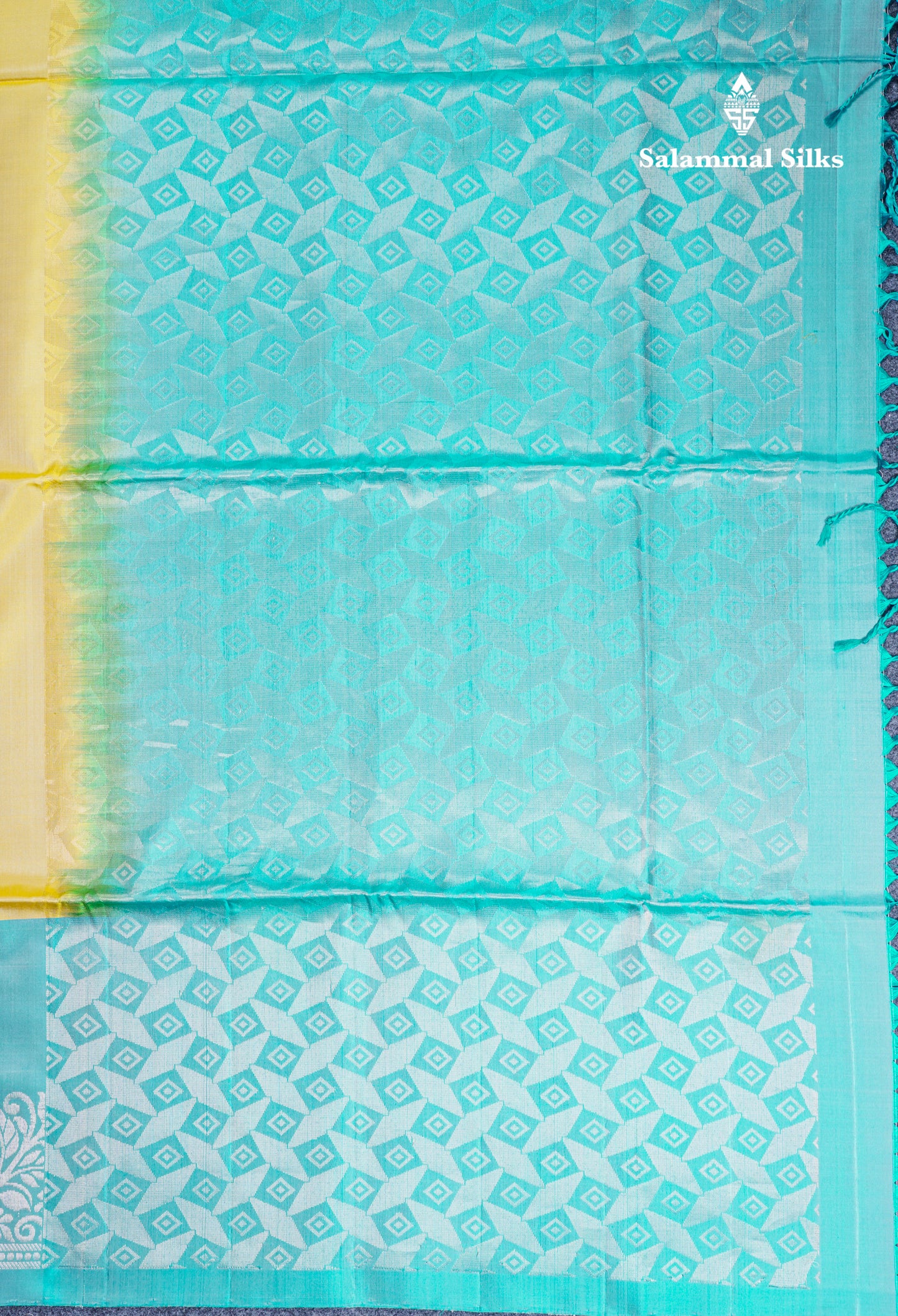Beautiful Yellow Pure Kanjivaram Soft Silk Saree With Sapphire Blue One Side Long Border