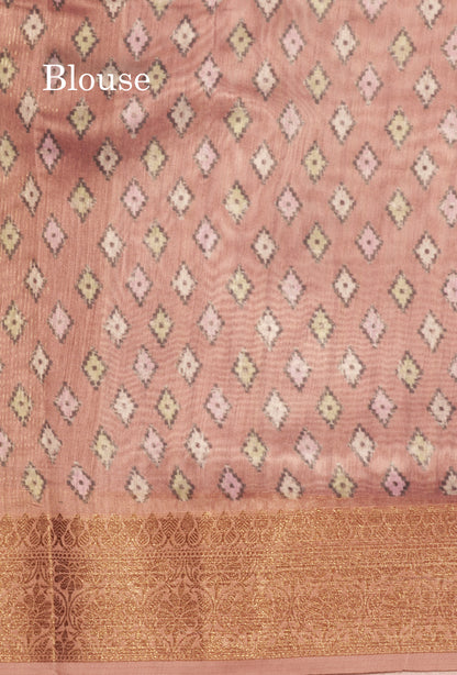 Light Maroon Colour Chanderi Mixed Cotton Saree With Contrast Elaichi Green Border