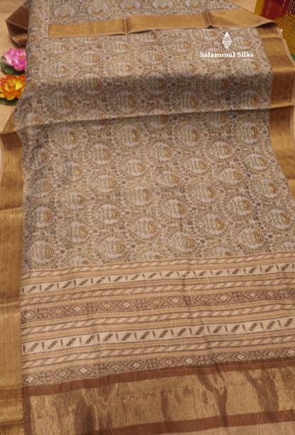 Light Maroon Colour Chanderi Mixed Cotton Saree With Contrast Elaichi Green Border