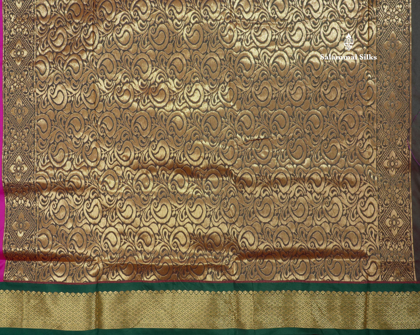 9.5 Yards Semi Silk Saree Vadamalli with Contrast Bottle Green Border