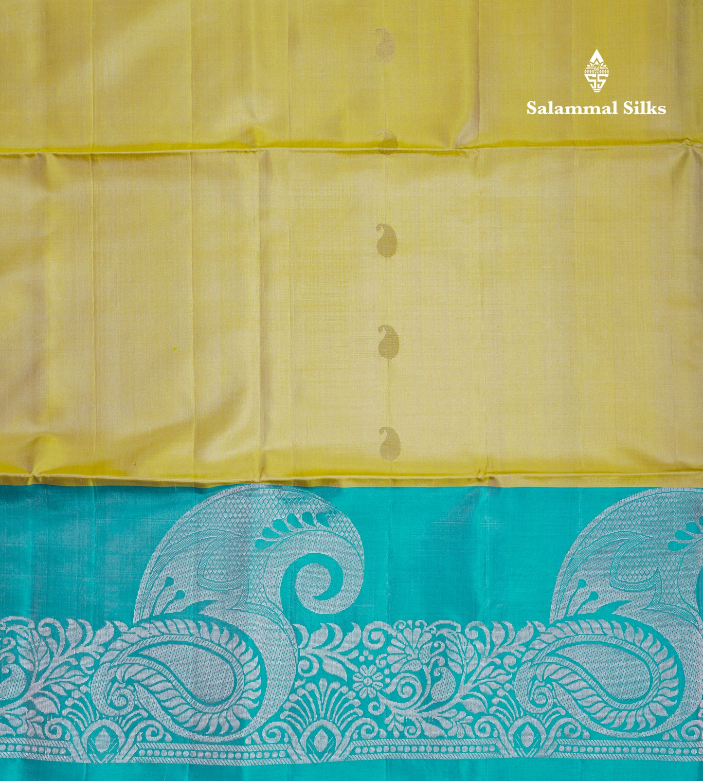 Beautiful Yellow Pure Kanjivaram Soft Silk Saree With Sapphire Blue One Side Long Border