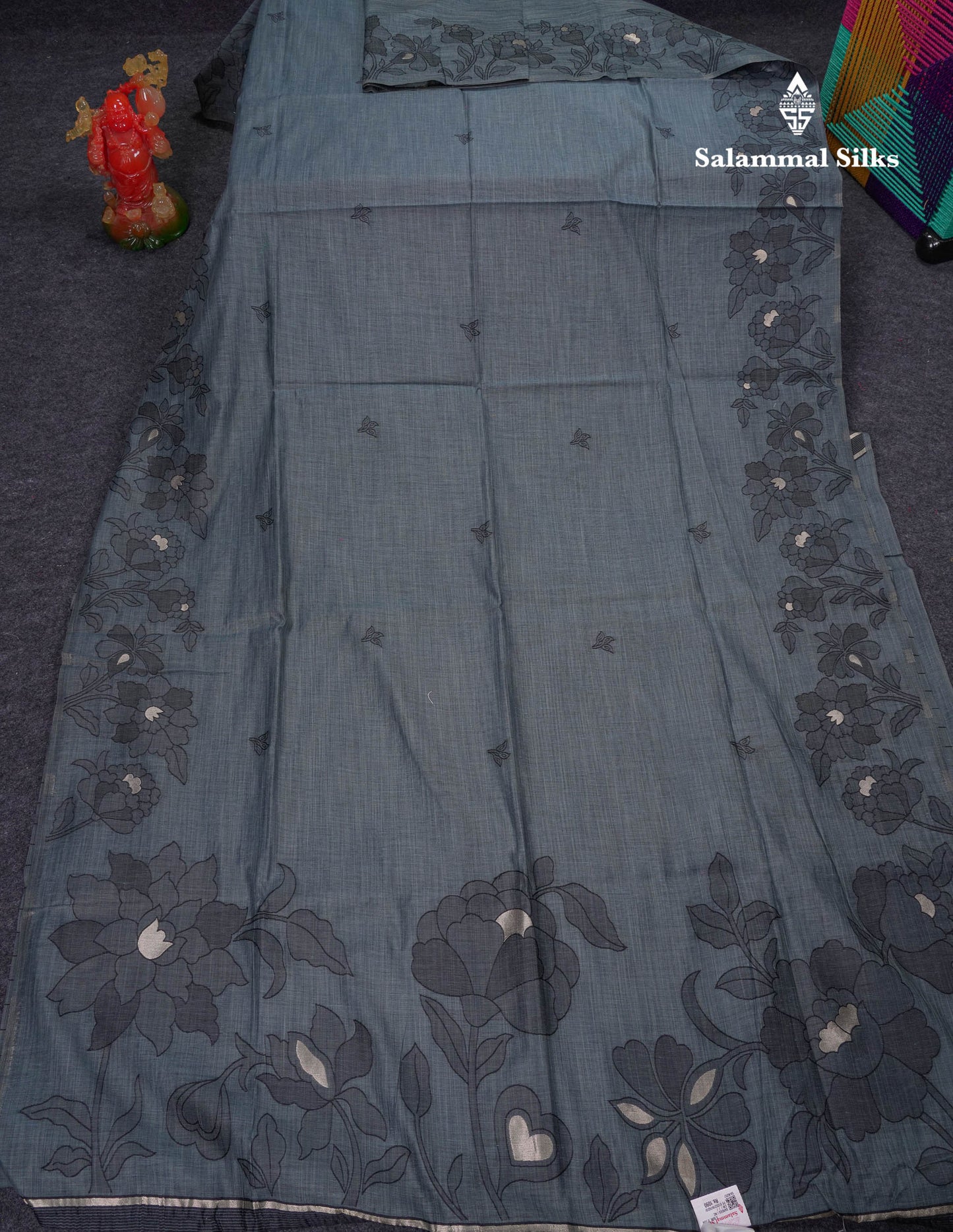 Beautiful Ramar Blue Cotton Mix Saree With Fancy Border