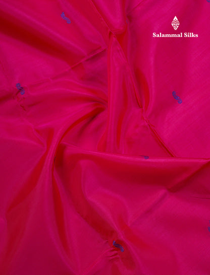 Dual Tone Pink Thread work Buttas Banana Pinth Saree (Vaazhainaar Pattu) With Contrast Navy Blue Blouse