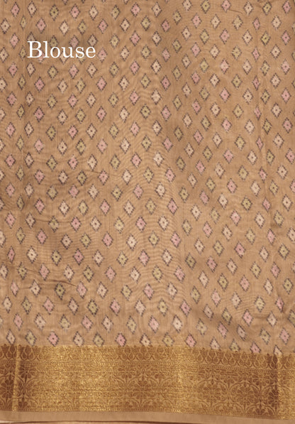 Light Maroon Colour Chanderi Mixed Cotton Saree With Contrast Elaichi Green Border