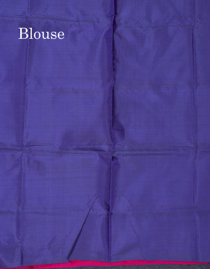 Dual Tone Pink Thread work Buttas Banana Pinth Saree (Vaazhainaar Pattu) With Contrast Navy Blue Blouse