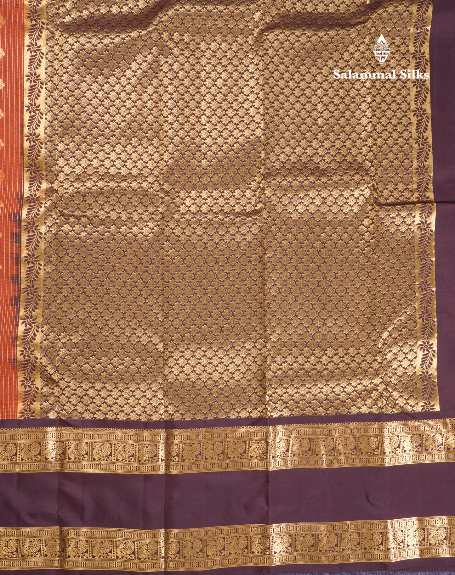 Beautiful Rust Orange Puremix Silk Saree With Contrast Dark Brown Traditional Rettapet Evening Morning Border