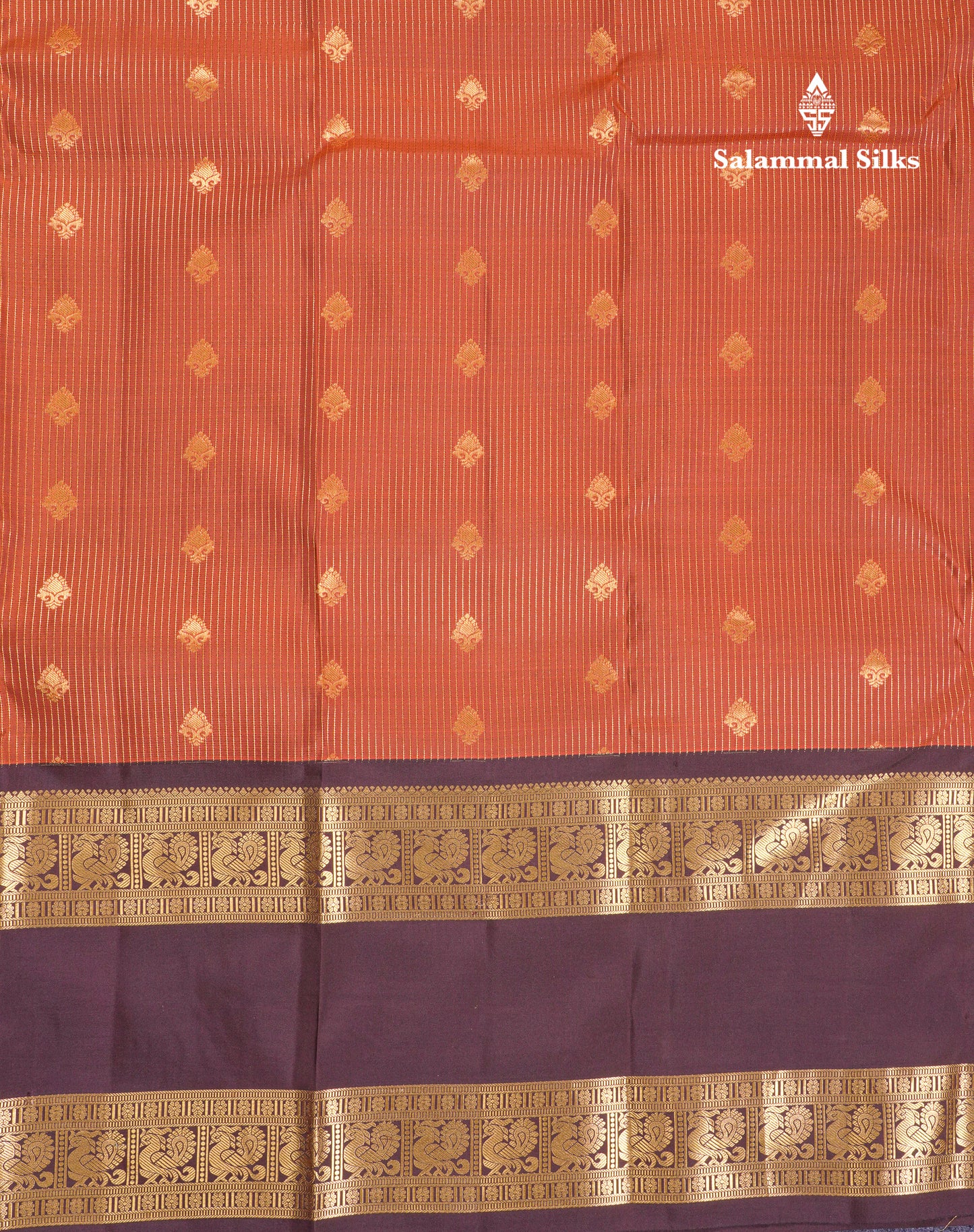 Beautiful Rust Orange Puremix Silk Saree With Contrast Dark Brown Traditional Rettapet Evening Morning Border