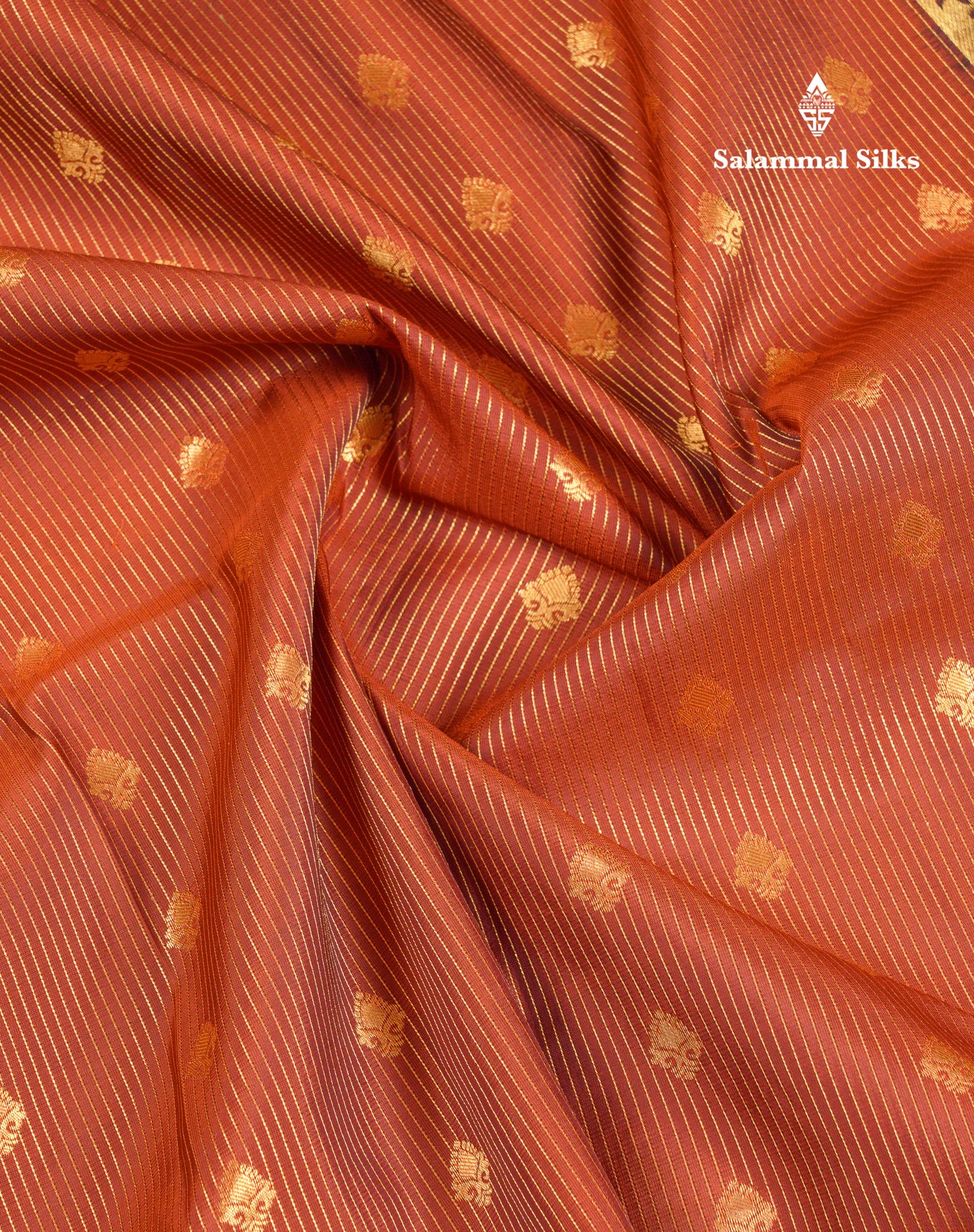 Beautiful Rust Orange Puremix Silk Saree With Contrast Dark Brown Traditional Rettapet Evening Morning Border
