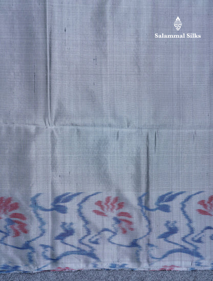 Pink Pure Kanjivaram Soft Silk Saree With Grey Beautiful Pochampalli Border