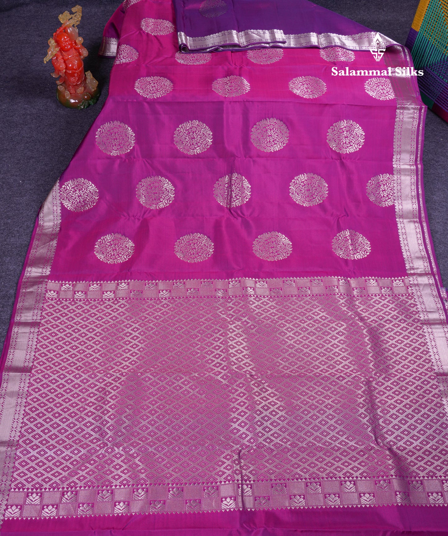 Beautiful Magenta Puremix Silk Saree With Traditional Medium Border