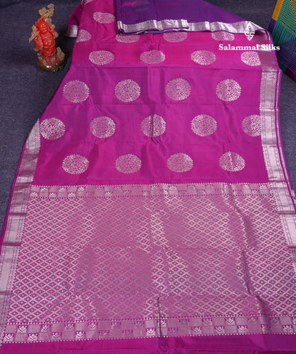Beautiful Magenta Puremix Silk Saree With Traditional Medium Border
