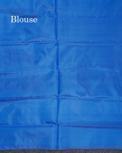 Dual Tone Blue Thread work Buttas Banana Pinth Saree (Vaazhainaar Pattu) With Contrast Blue Blouse