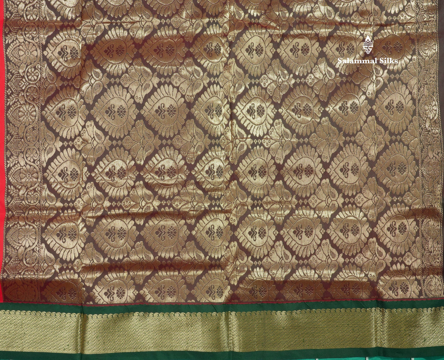 9.5 Yards Semi Silk Saree Chilly Red with Contrast Bottle Green Border