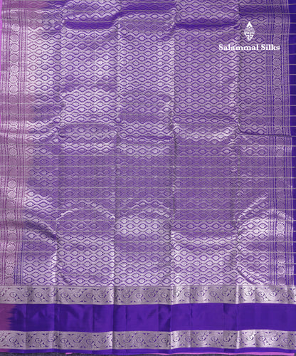 Beautiful Lavender Puremix Silk Saree With Contrast Violet Blouse