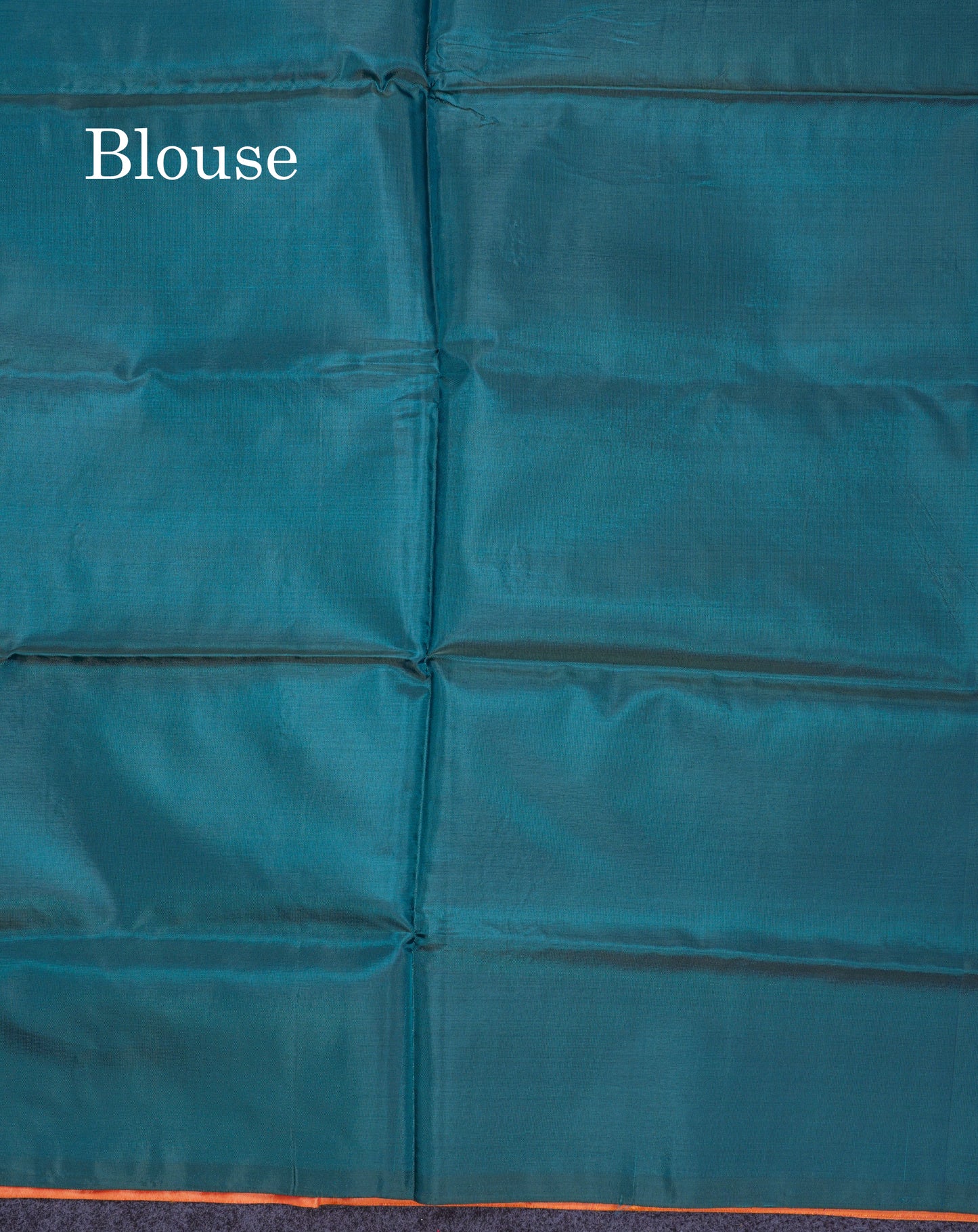 Peach Orange Thread work Buttas Banana Pinth Saree (Vaazhainaar Pattu) With Contrast Peacock Green Blouse