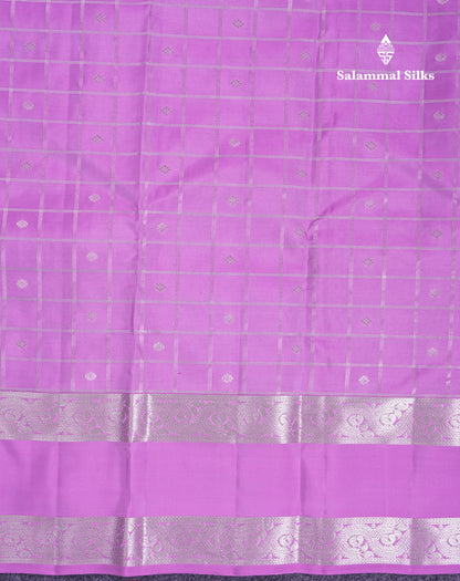 Beautiful Lavender Puremix Silk Saree With Contrast Violet Blouse