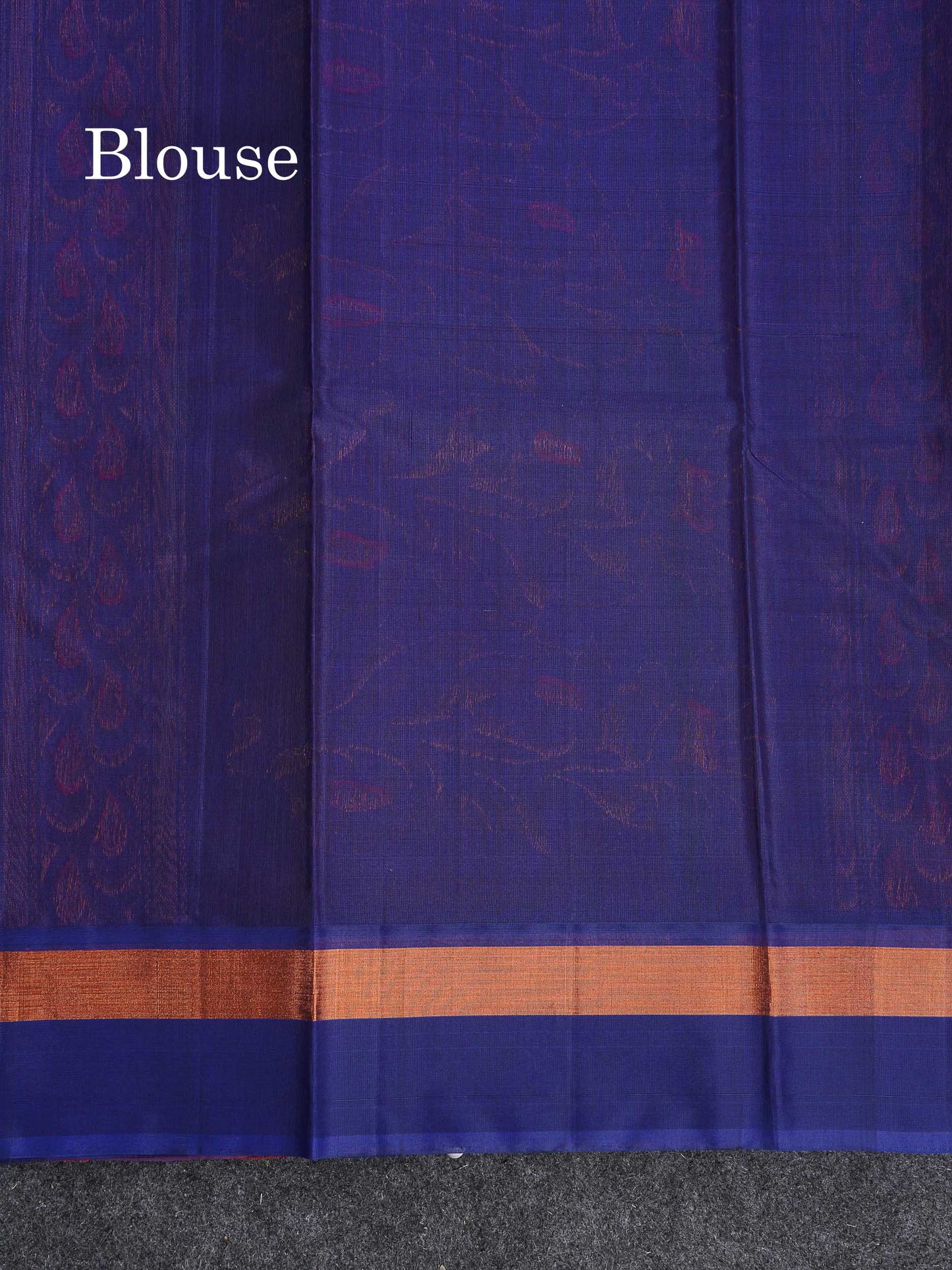 SICO Cotton Saree - Peach Colour Body With Copper Zari Butta & Dual Tone Blue Border