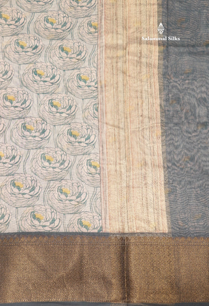 Baby Pink Colour Chanderi Mixed Cotton Saree With Contrast Violet Border