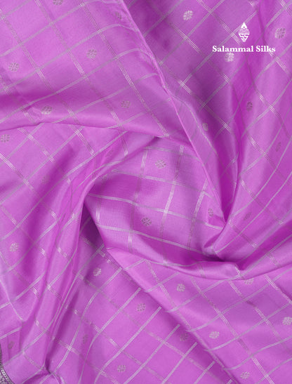 Beautiful Lavender Puremix Silk Saree With Contrast Violet Blouse