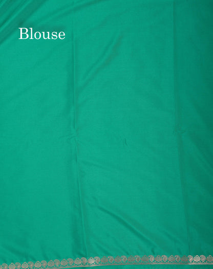 Beautiful Sapphire Green Plain Semi Mysore Silk Saree With Small Traditional Zari Border
