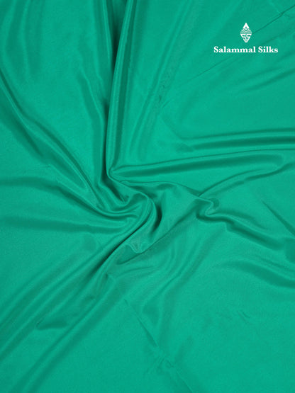 Beautiful Sapphire Green Plain Semi Mysore Silk Saree With Small Traditional Zari Border