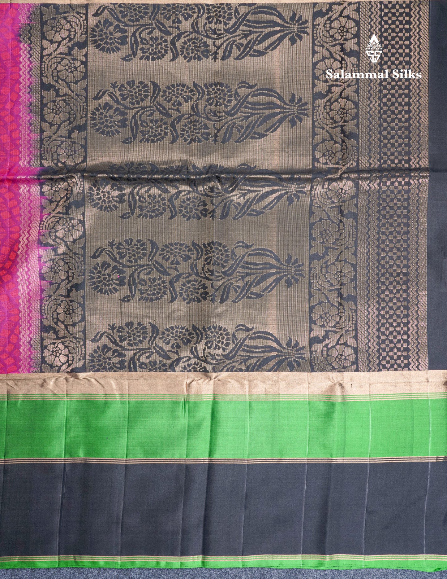 Violet Beautiful Violet Thread Work Pure Kanjivaram Soft Silk Saree With Double Colour Border