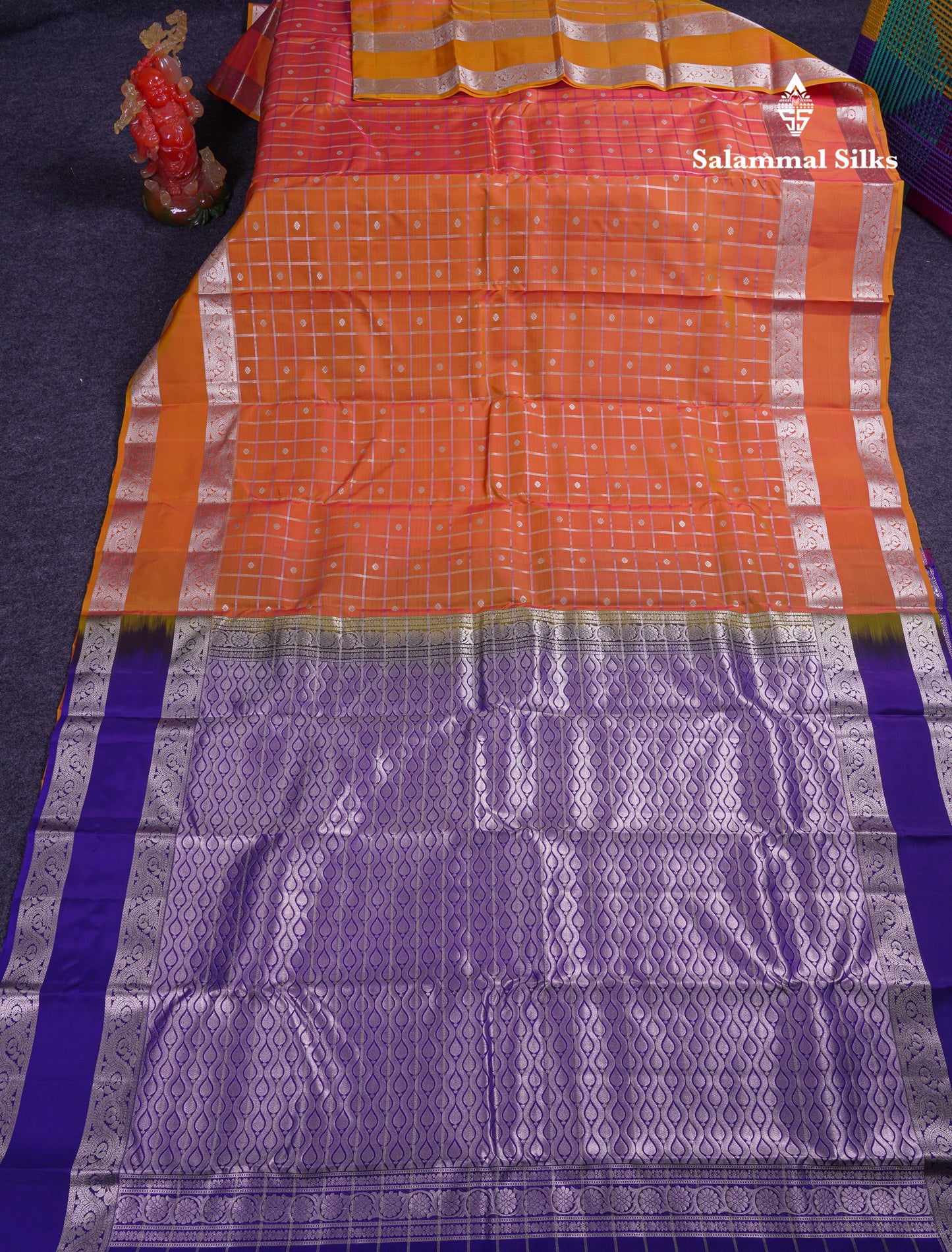 Beautiful Lavender Puremix Silk Saree With Contrast Violet Blouse