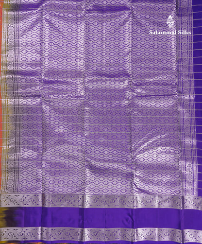 Beautiful Lavender Puremix Silk Saree With Contrast Violet Blouse