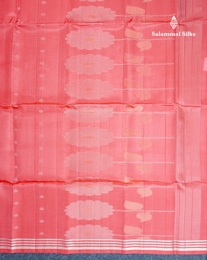 Light Pink Pure Kanjivaram Soft Silk Saree With Silver Zari Border